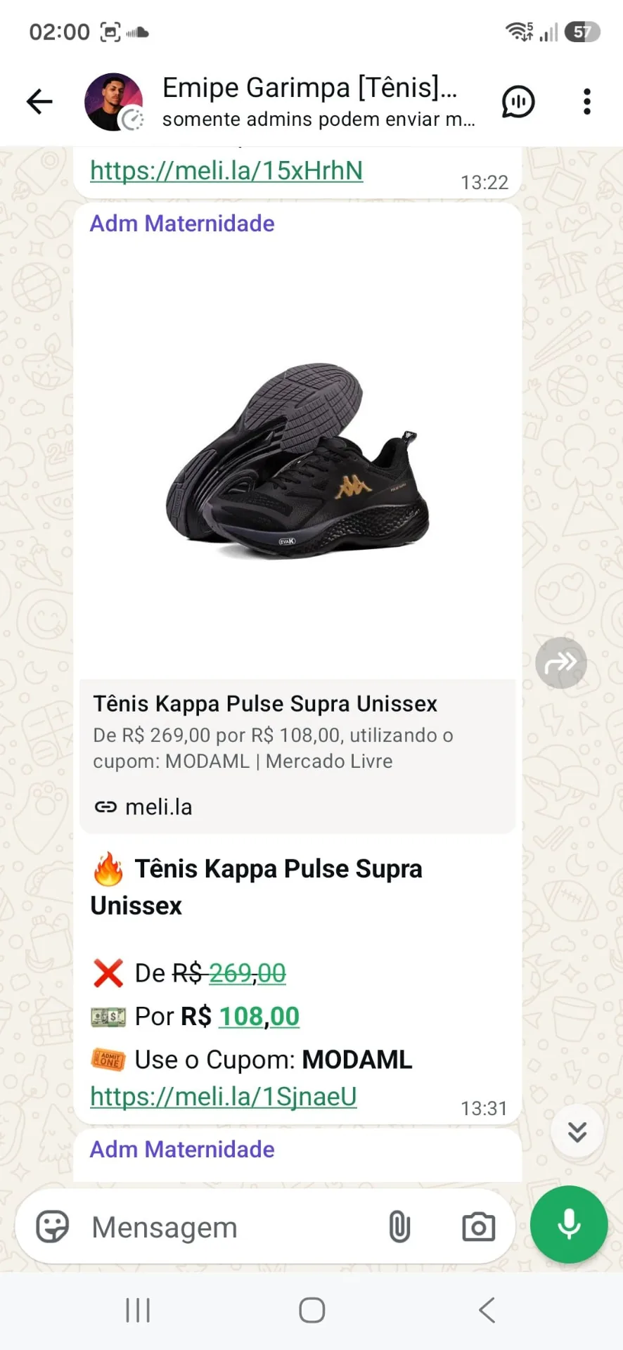 Oferta do tênis Kappa Pulse Supra unissex por R$ 108 com cupom