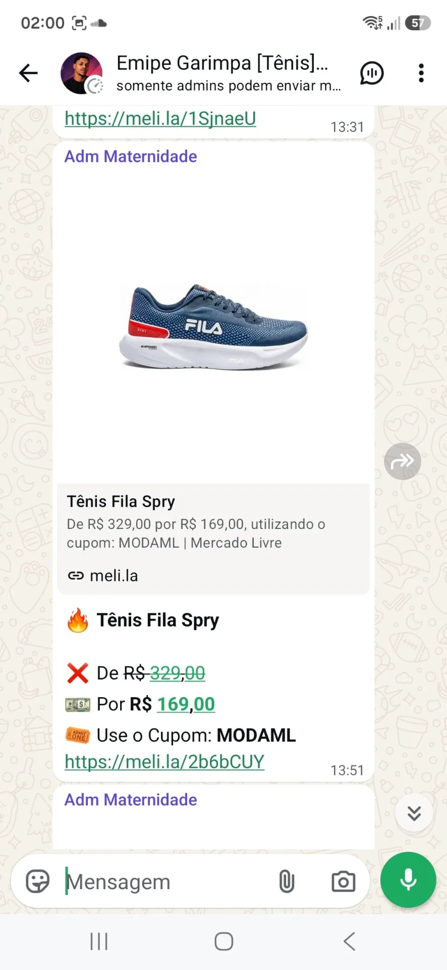 Oferta do tênis Fila Spry por R$ 169 com cupom